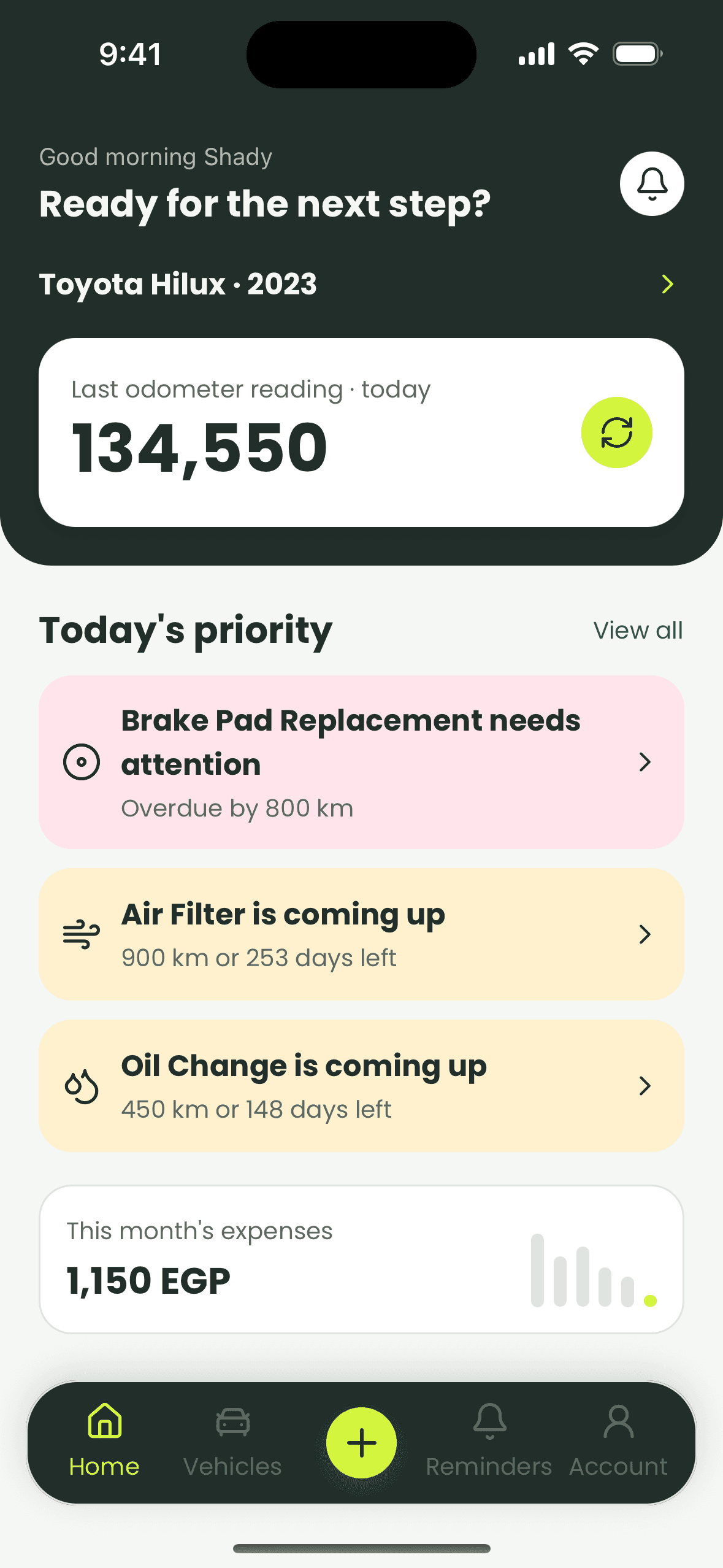 The Bestim app home screen